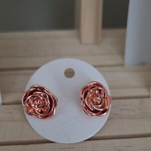 Rose Gold Floral Stud Earrings